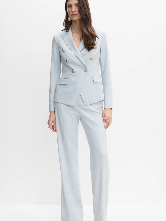 Melanie Lyne Pants - Melanie Lyne Women's Light Blue Double-Breasted Suit Jacket & Trousers